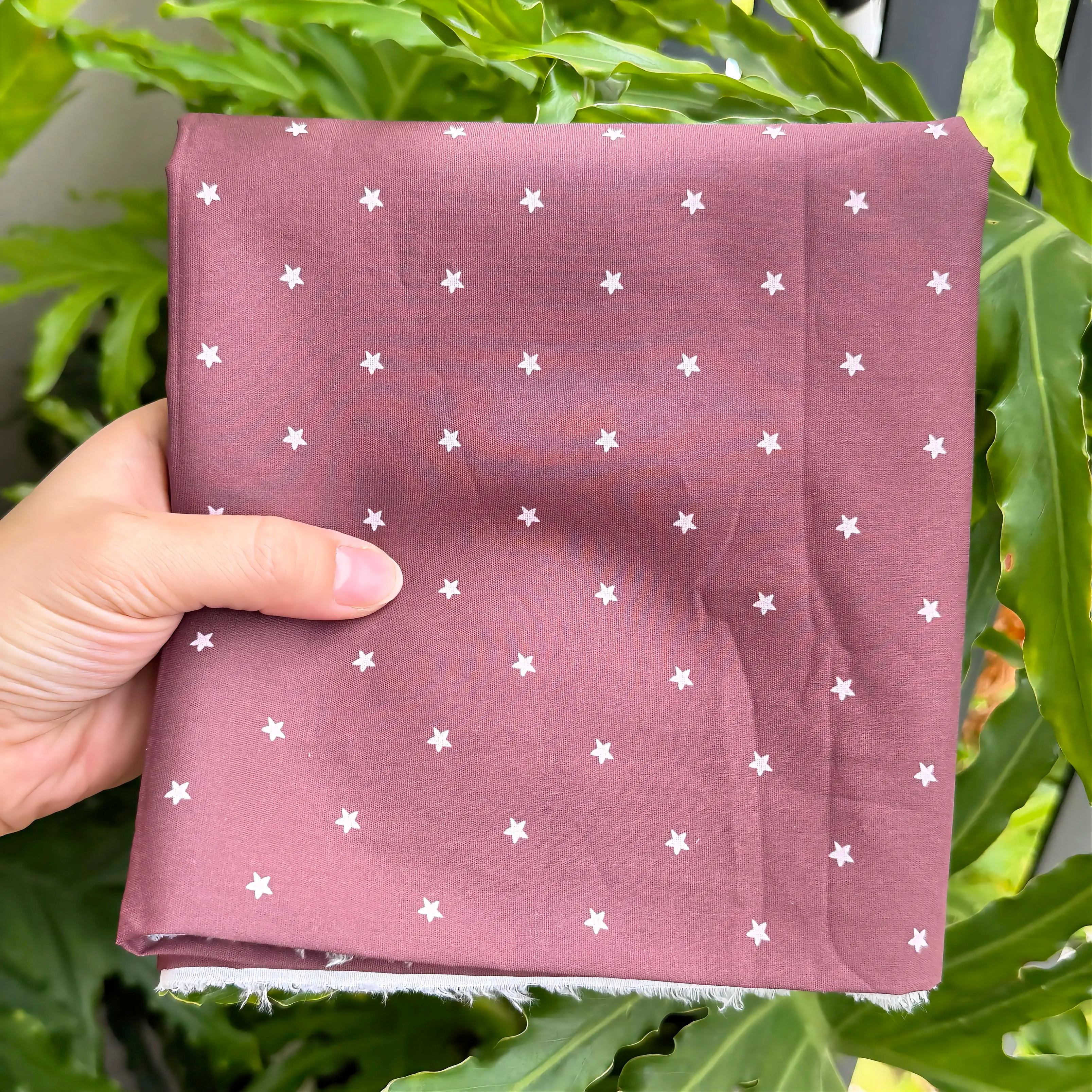 (Thô cotton) Vải in ngôi sao nhiều màu (dài 1m, khổ 1.45m, vải cắt liền) may quần áo trẻ em người lớn, decor, DIY