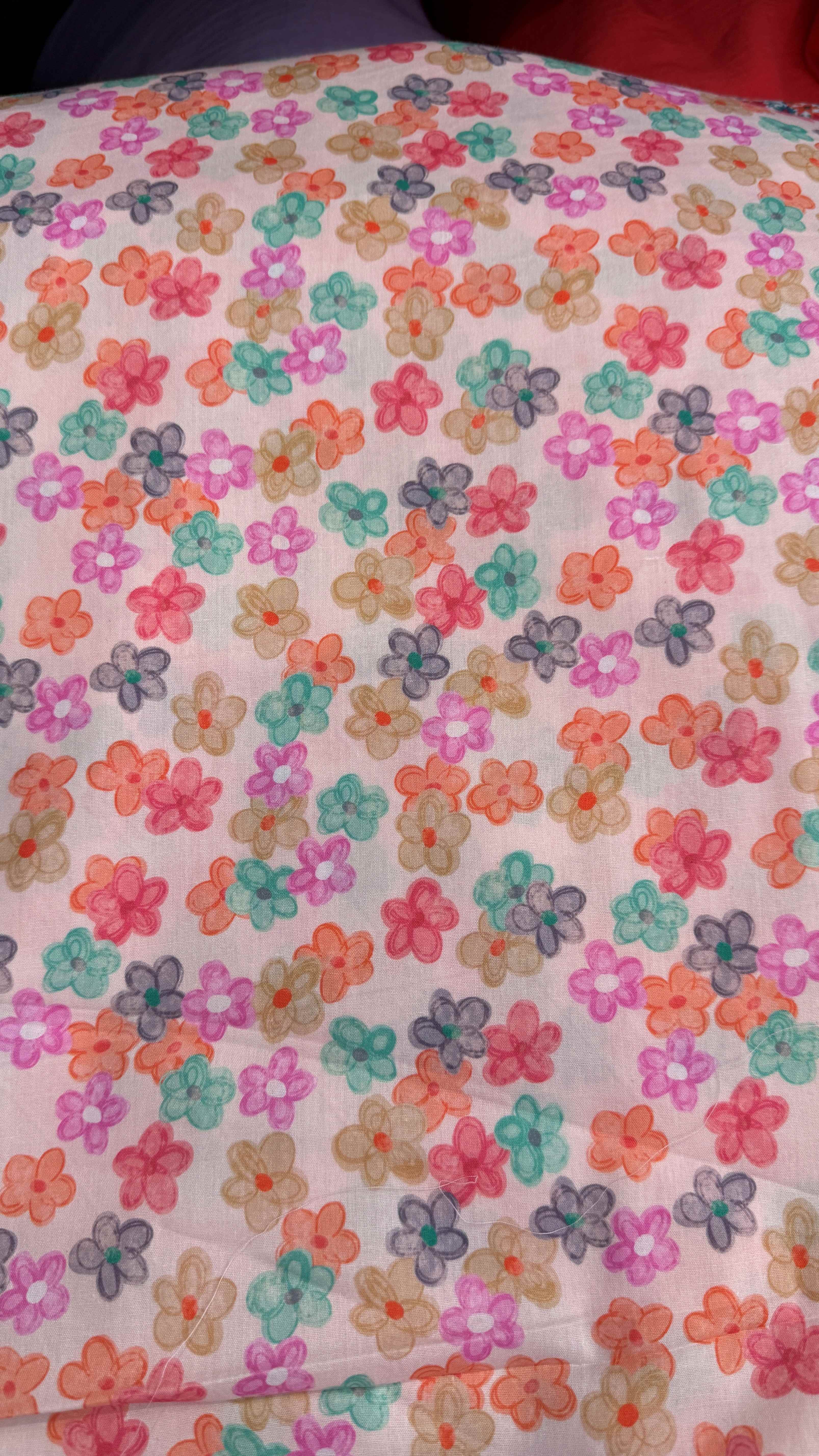Vải thô cotton (SLx0.5m khổ 1.45m) kate lụa 3D họa tiết in hoa nhí phong phú, đa dạng, bắt mắt.