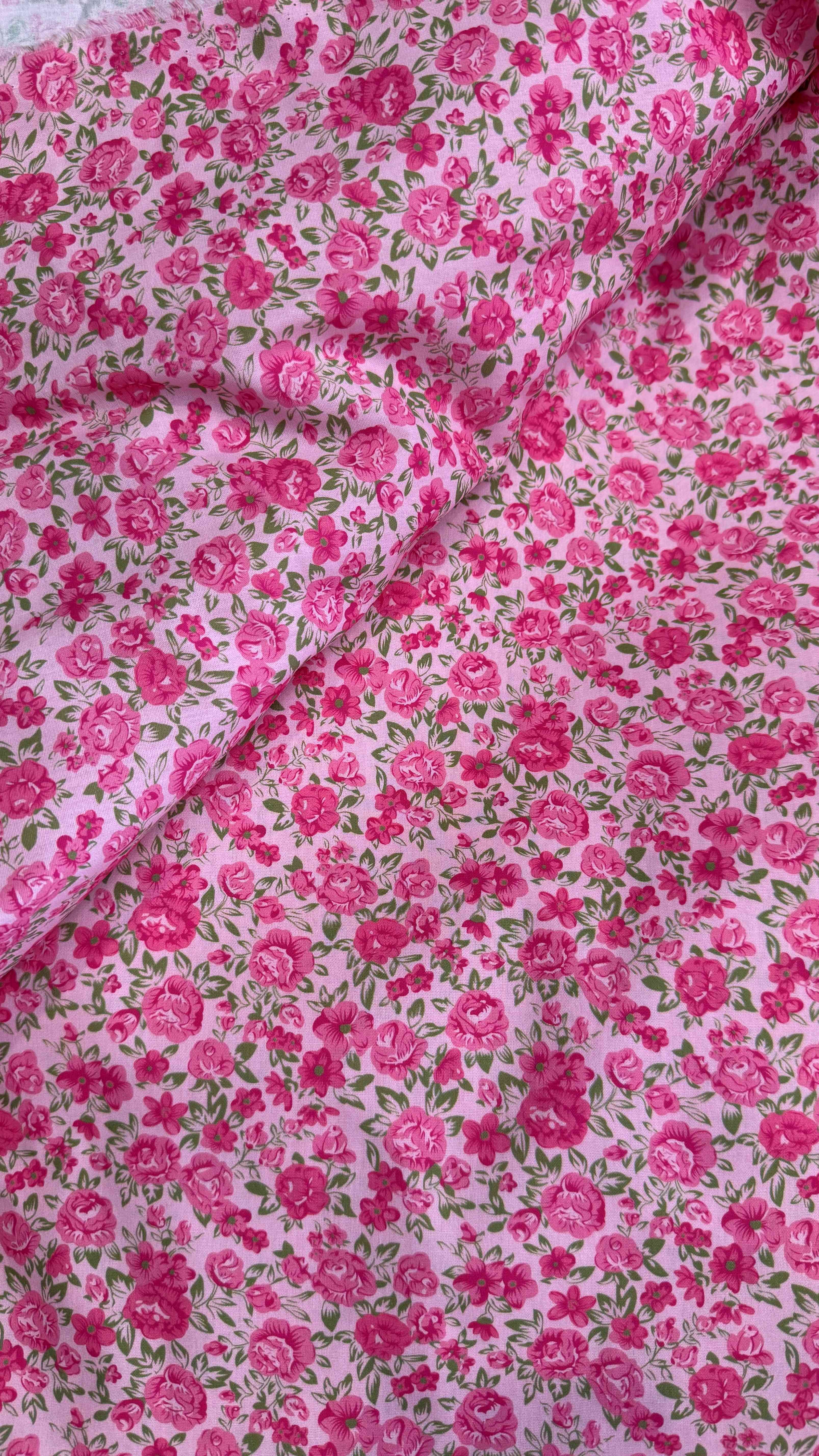Vải thô cotton (SLx0.5m khổ 1.45m) kate lụa 3D họa tiết in hoa nhí phong phú, đa dạng, bắt mắt.