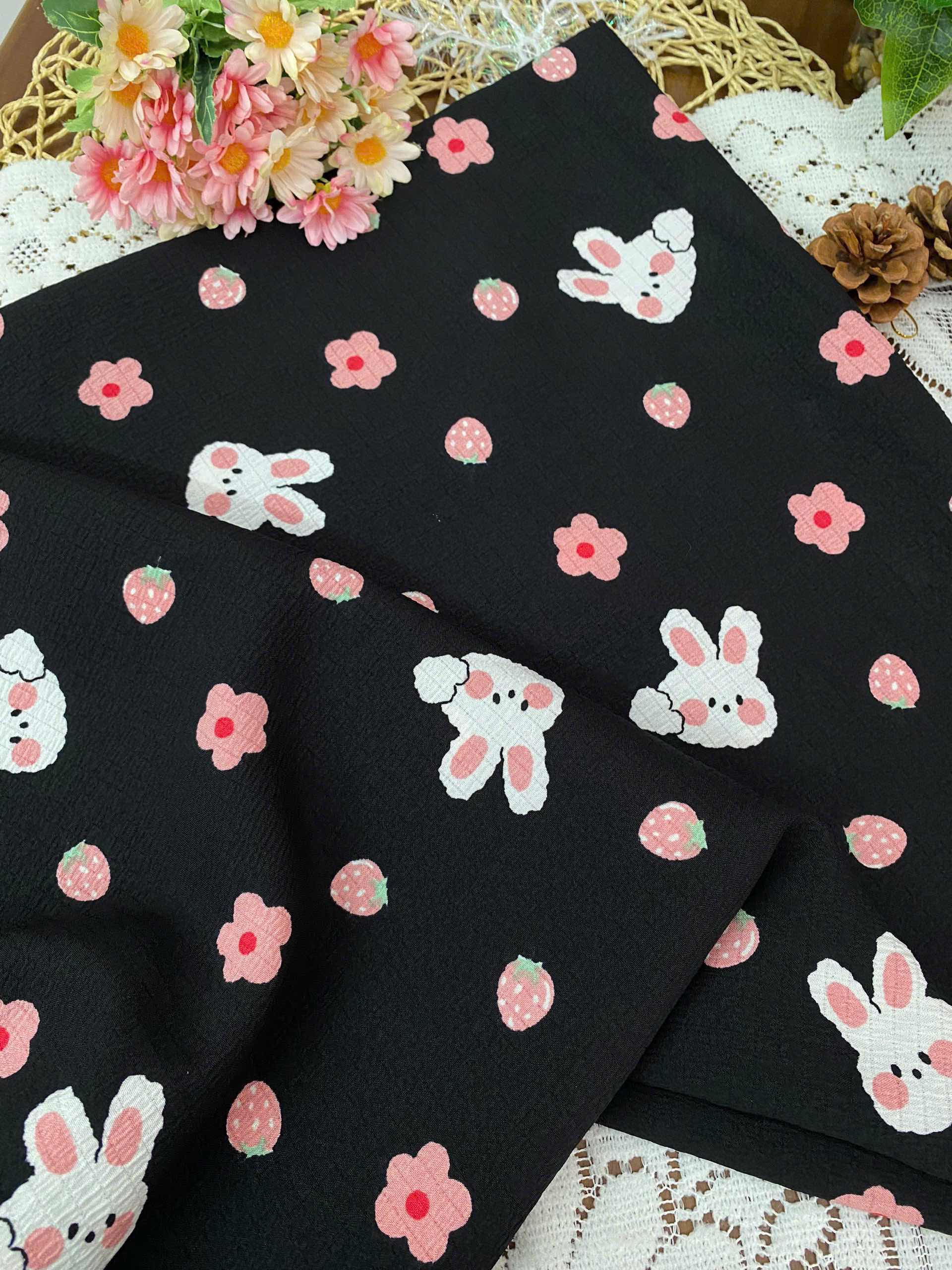 Vải xốp gạo (xốp Thái) - họa tiết sọc, in hoa - may đồ bộ, đầm trẻ em và người lớn  (dài 1m, khổ 1m5, vải cắt liền)