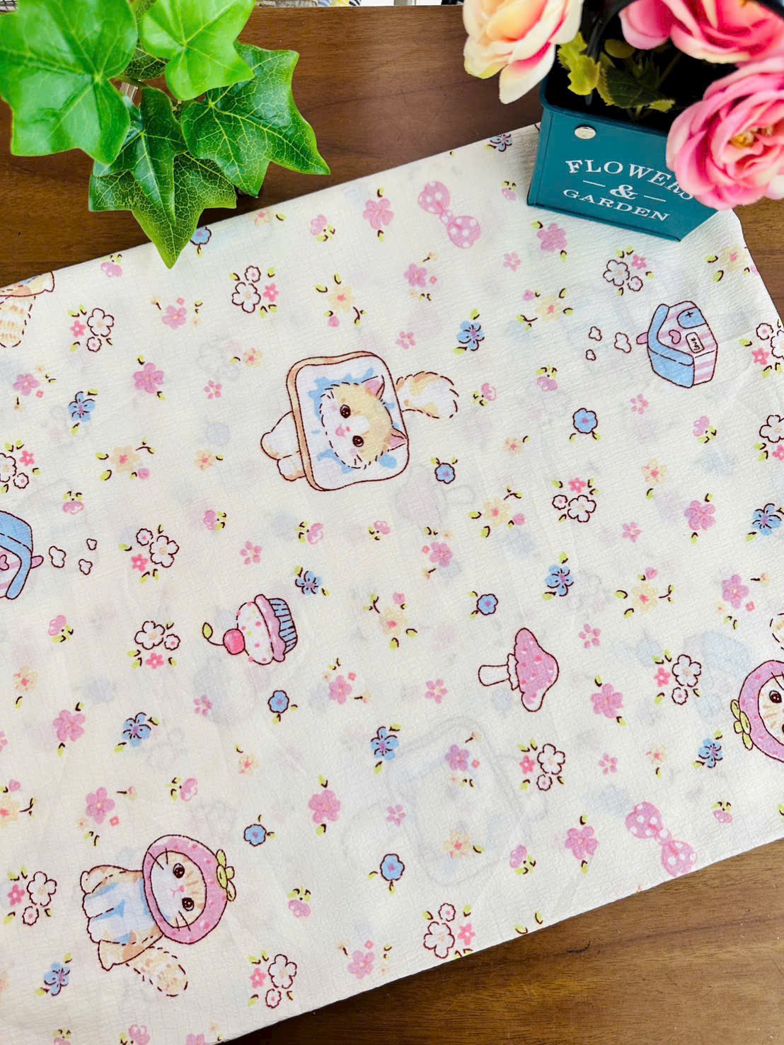 Vải xốp gạo (xốp Thái) - nhiều mẫu in dễ thương - may đồ bộ, đầm trẻ em và người lớn  (dài 1m, khổ 1m5, vải cắt liền)