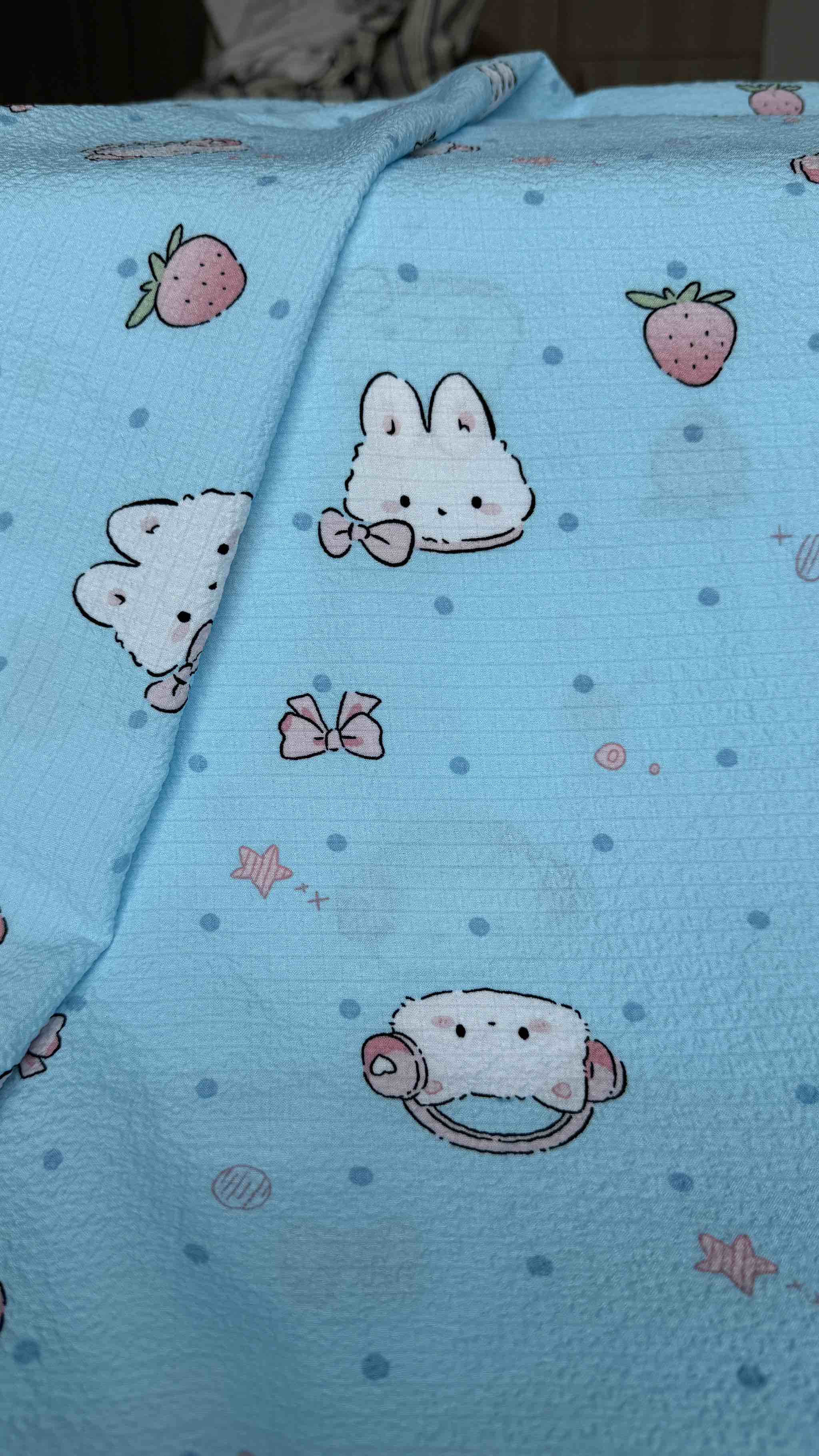 Vải xốp gạo (xốp Thái) - nhiều mẫu in dễ thương - may đồ bộ, đầm trẻ em và người lớn  (dài 1m, khổ 1m5, vải cắt liền)