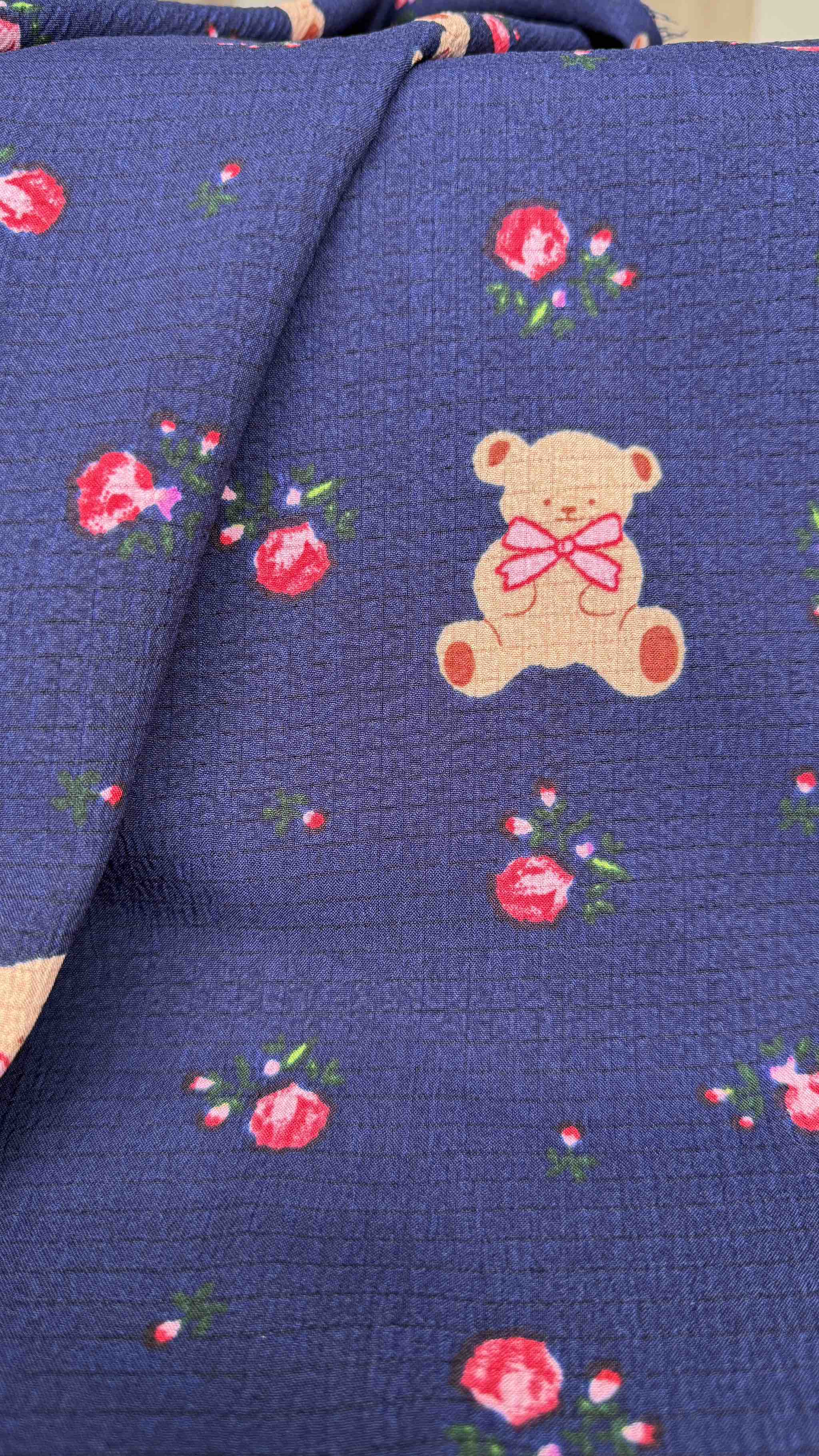 Vải xốp gạo (xốp Thái) - nhiều mẫu in dễ thương - may đồ bộ, đầm trẻ em và người lớn  (dài 1m, khổ 1m5, vải cắt liền)