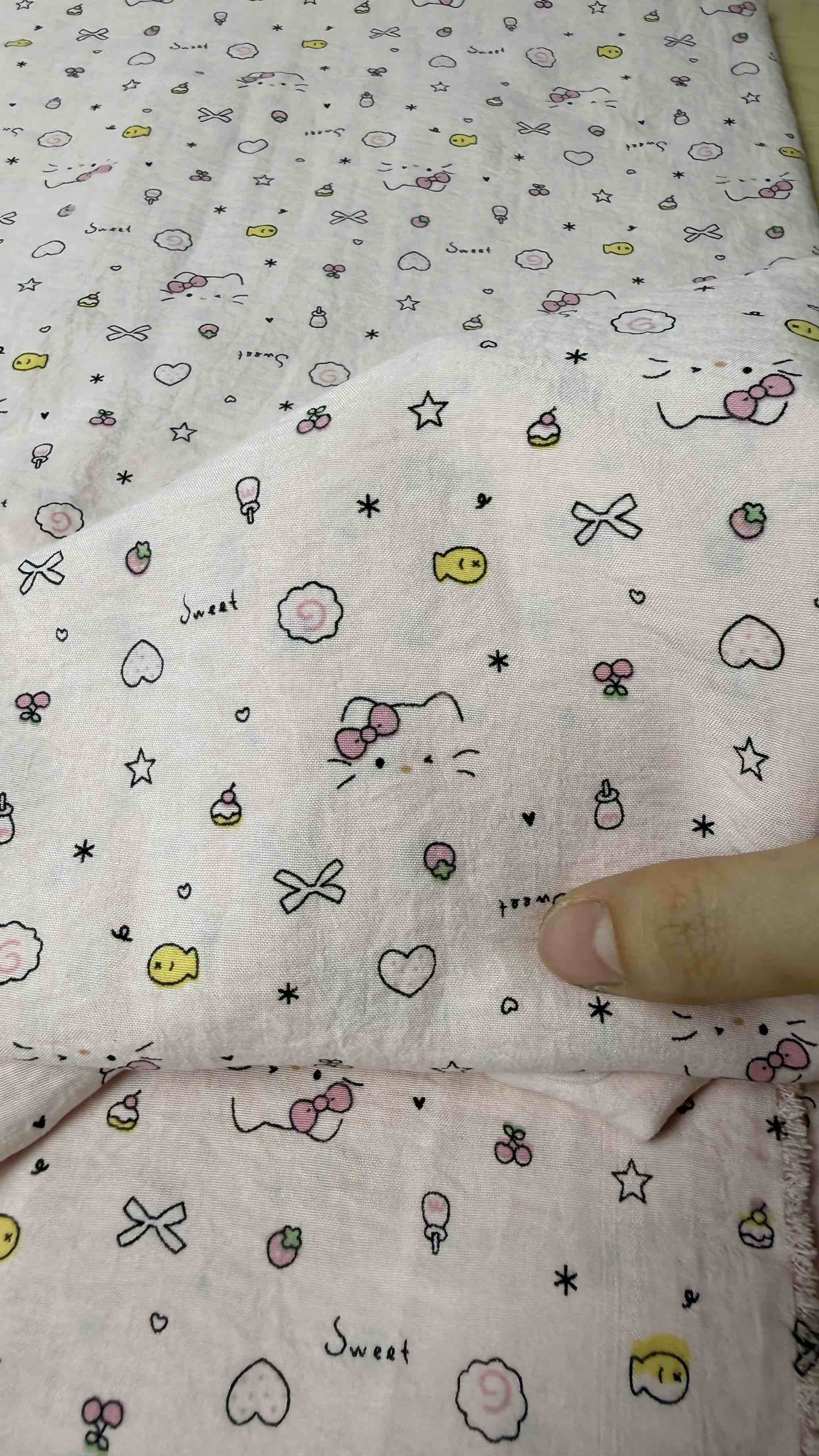 Vải Cotton hàn (đũi lạnh) in hoa, hình cute - may bộ, đầm, handmade, decor (dài 1m, khổ 1m6, vải cắt liền)