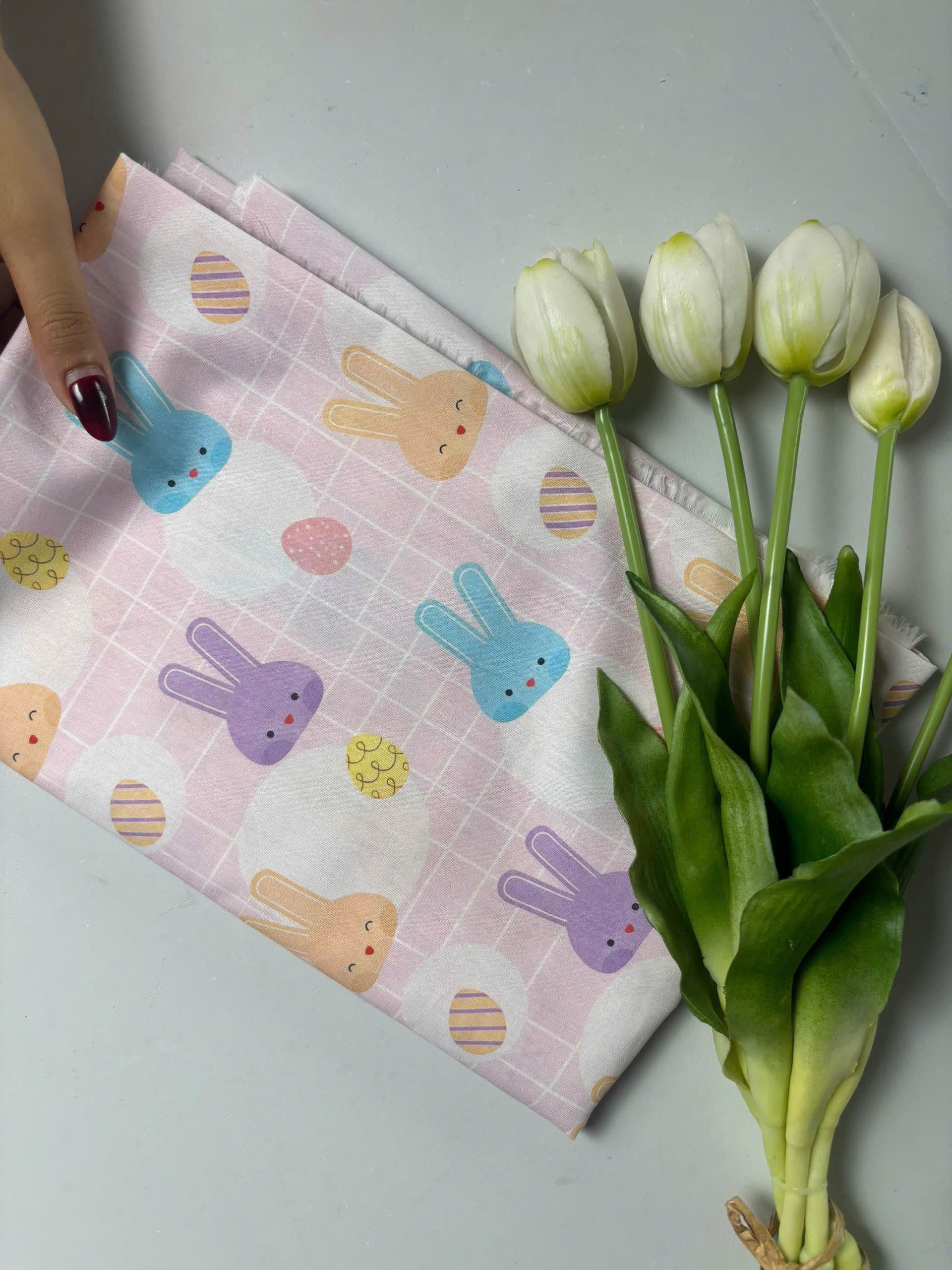 Vải Thô cotton hình động vật, búp bê - may quần áo bé gái, handmade, decor (dài 1m, khổ 1m45, vải cắt liền)