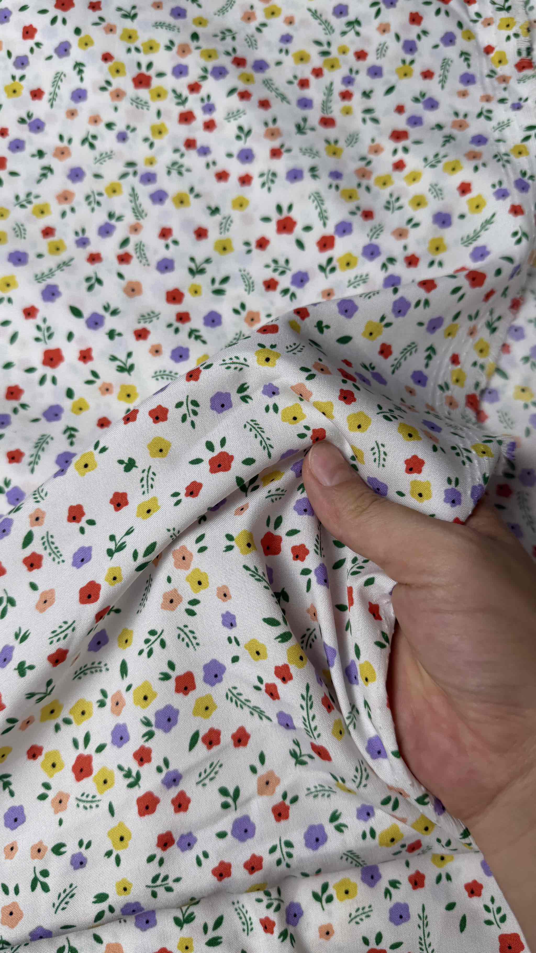 Vải Lụa 100D hoa nhí - may đầm, áo dài, áo bà ba (dài 1m, khổ 1m5, vải cắt liền)