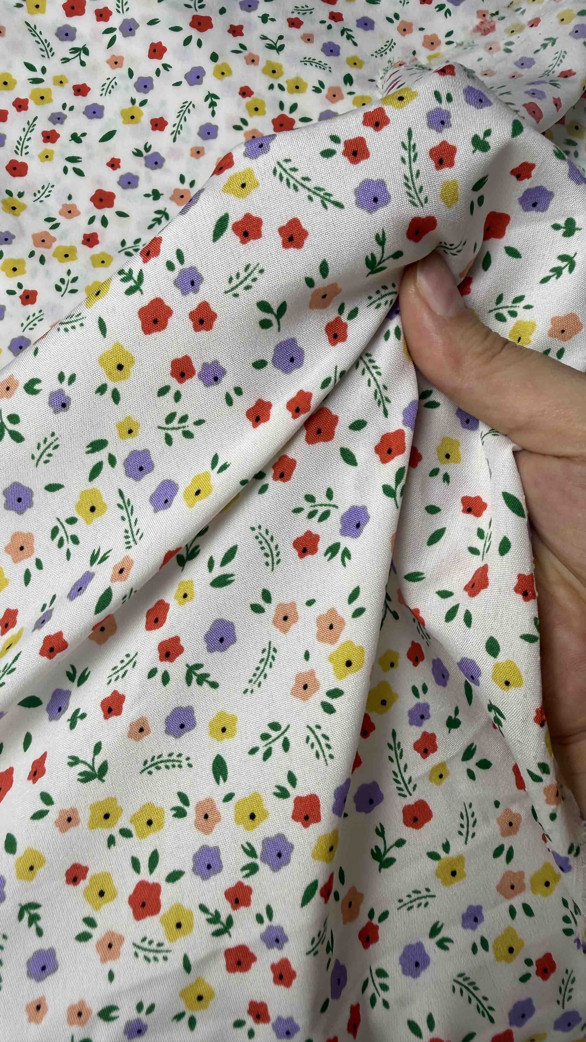 Vải Lụa 100D hoa nhí - may đầm, áo dài, áo bà ba (dài 1m, khổ 1m5, vải cắt liền)