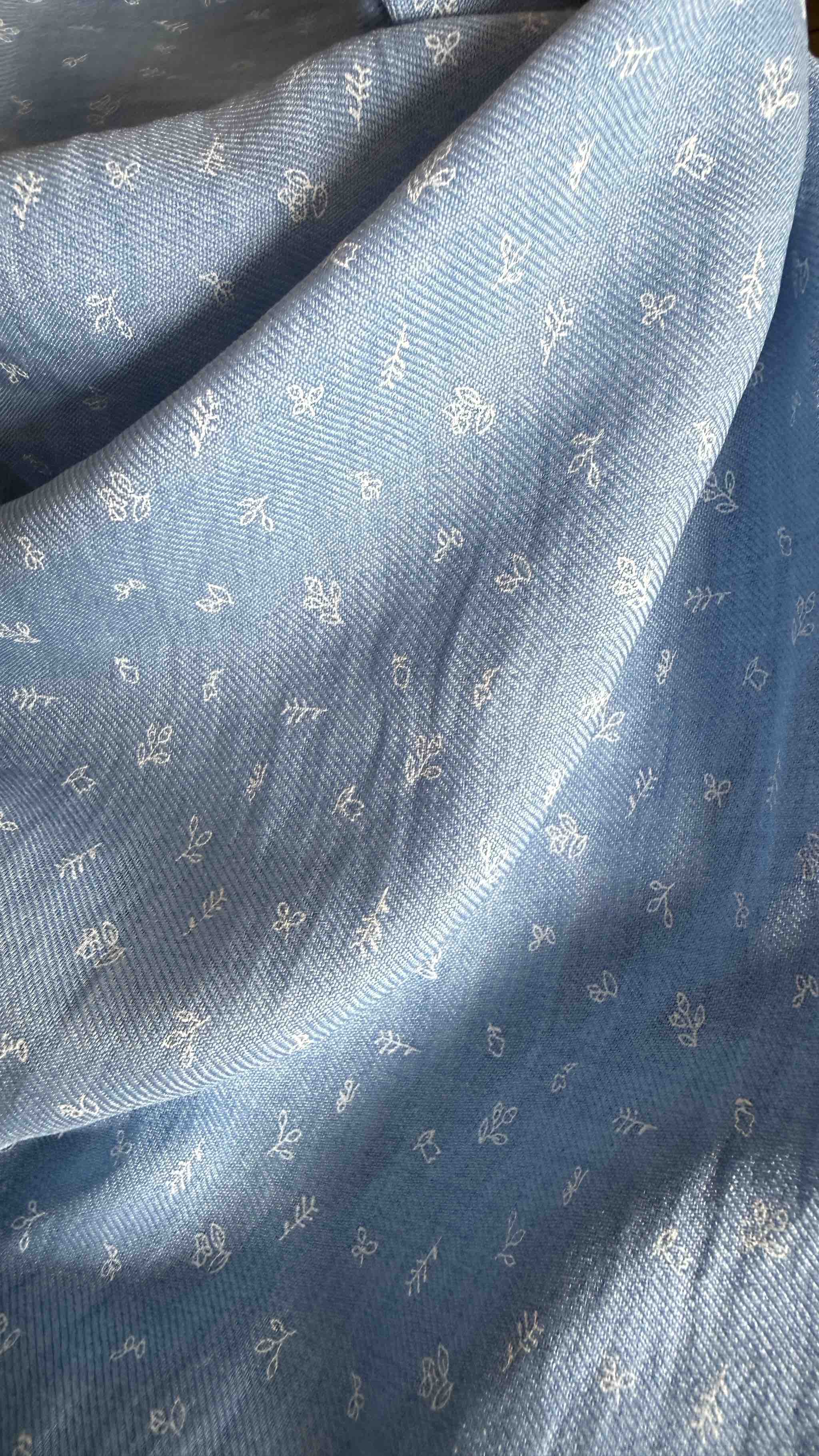 Vải Đũi vân mây hoa nhí - may bộ, quần dài suông, đầm thời trang (dài 1m, khổ 1m5, vải cắt liền)