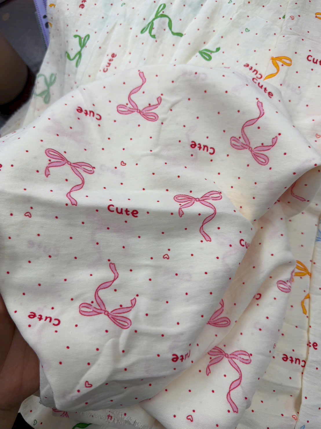 Vải Cotton hàn (đũi lạnh) in hoa, hình cute - may bộ, đầm, handmade, decor (dài 1m, khổ 1m6, vải cắt liền)
