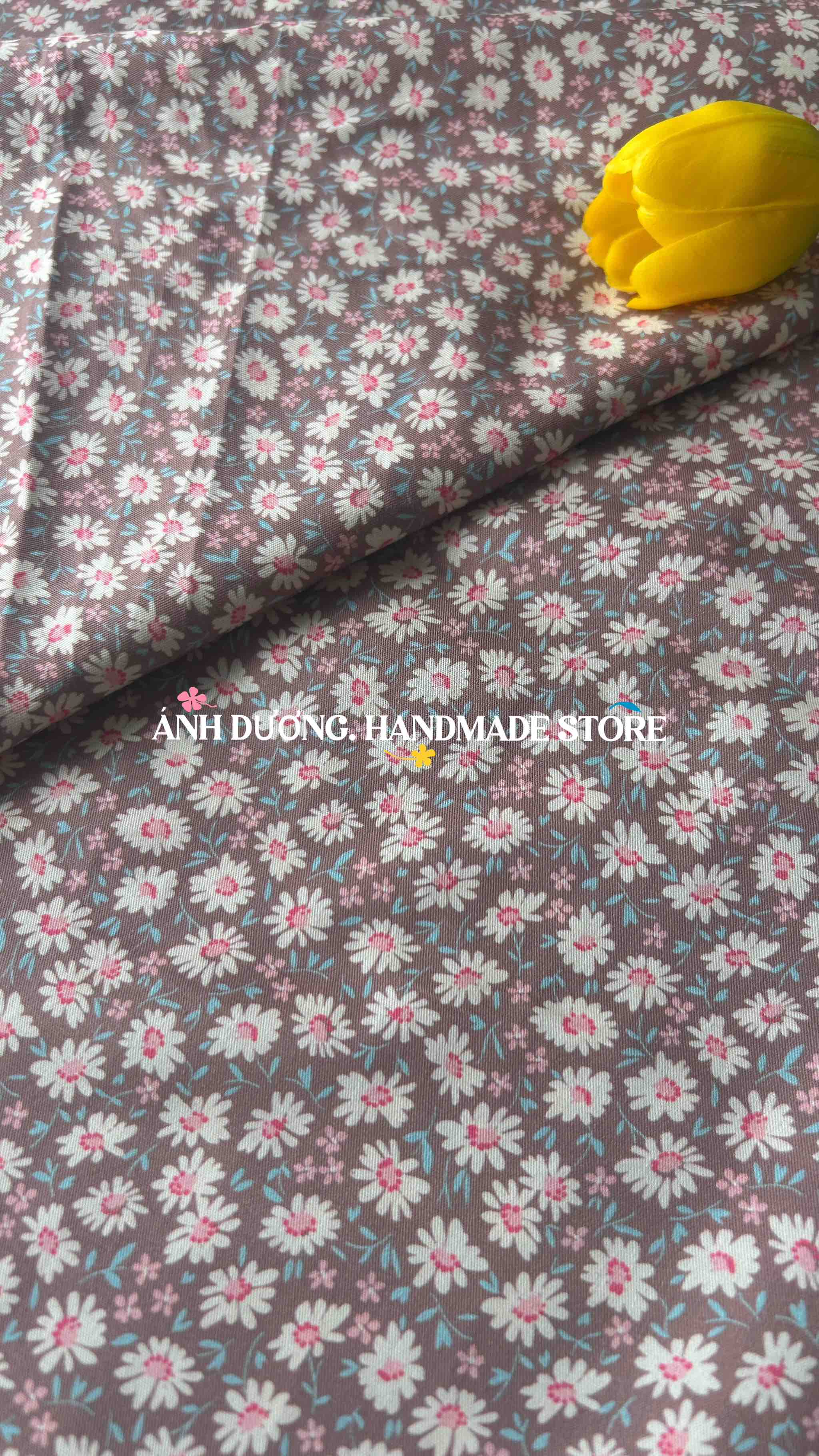 Vải thô cotton (SLx0.5m khổ 1.45m) kate lụa 3D họa tiết in hoa nhí phong phú, đa dạng, bắt mắt.