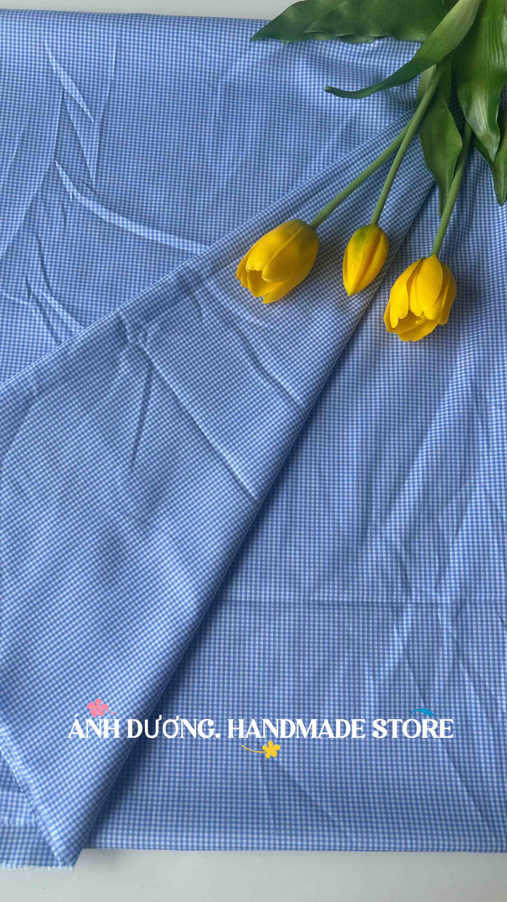 Vải cotton (SLx0.5m khổ 1.4m) kate caro in hình rõ nét, màu sắc rực rỡ, thấm hút tốt.