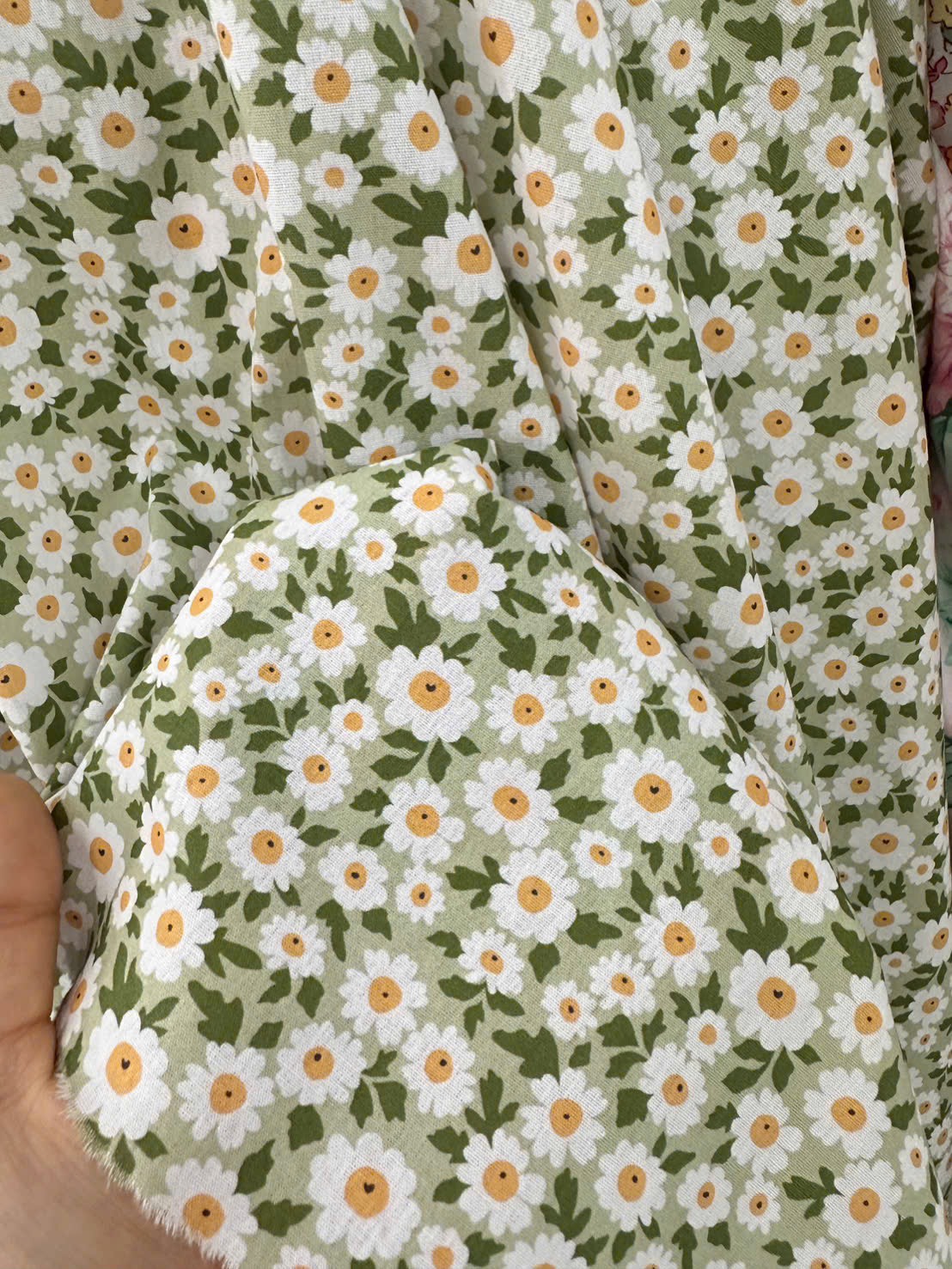 Vải Thô cotton- in hoa, chấm bi, caro, sọc- may đầm, bộ, handmade (dài 1m, khổ 1m45, vải cắt liền)