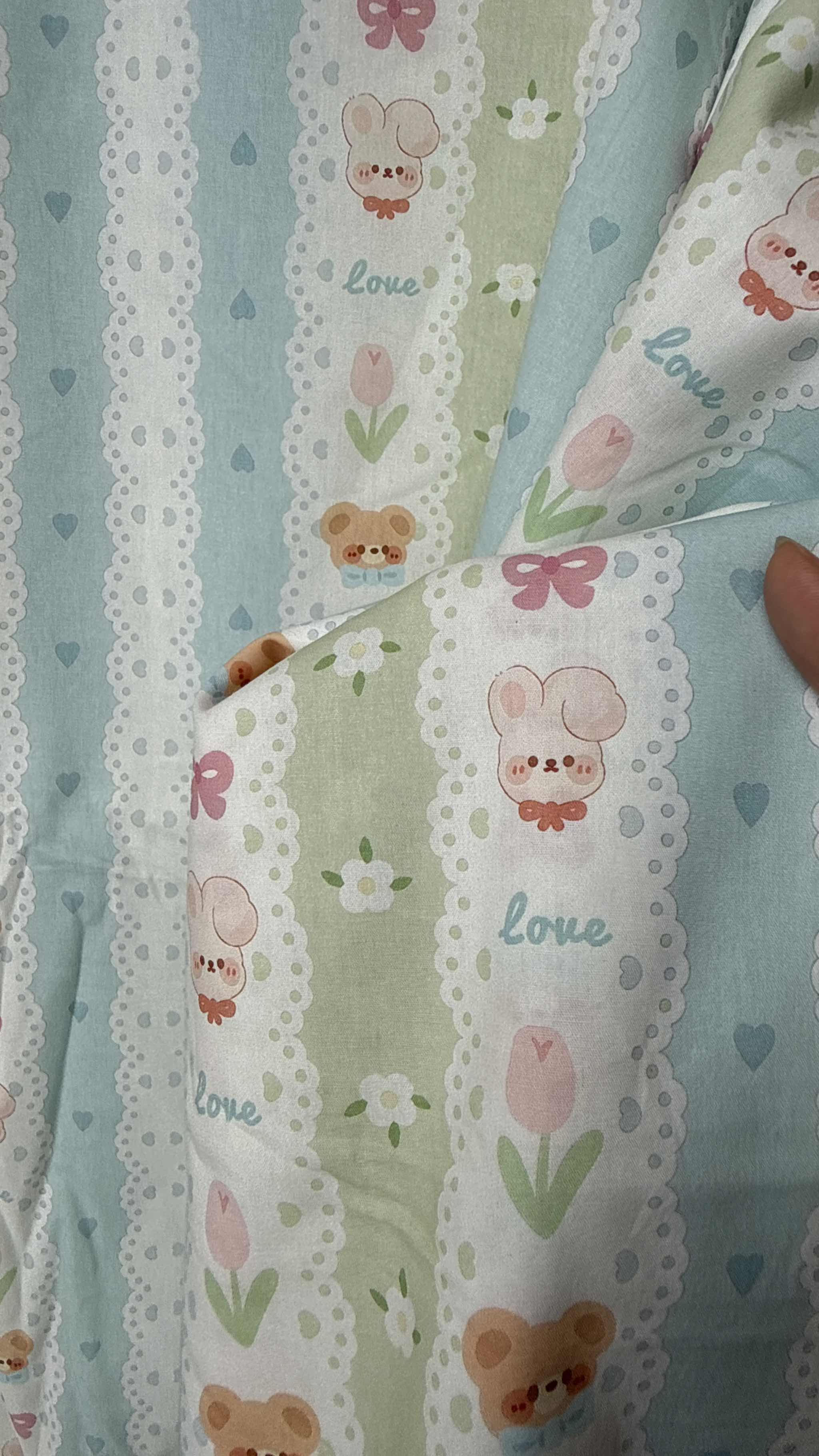 Vải Thô cotton hình động vật, búp bê - may quần áo bé gái, handmade, decor (dài 1m, khổ 1m45, vải cắt liền)