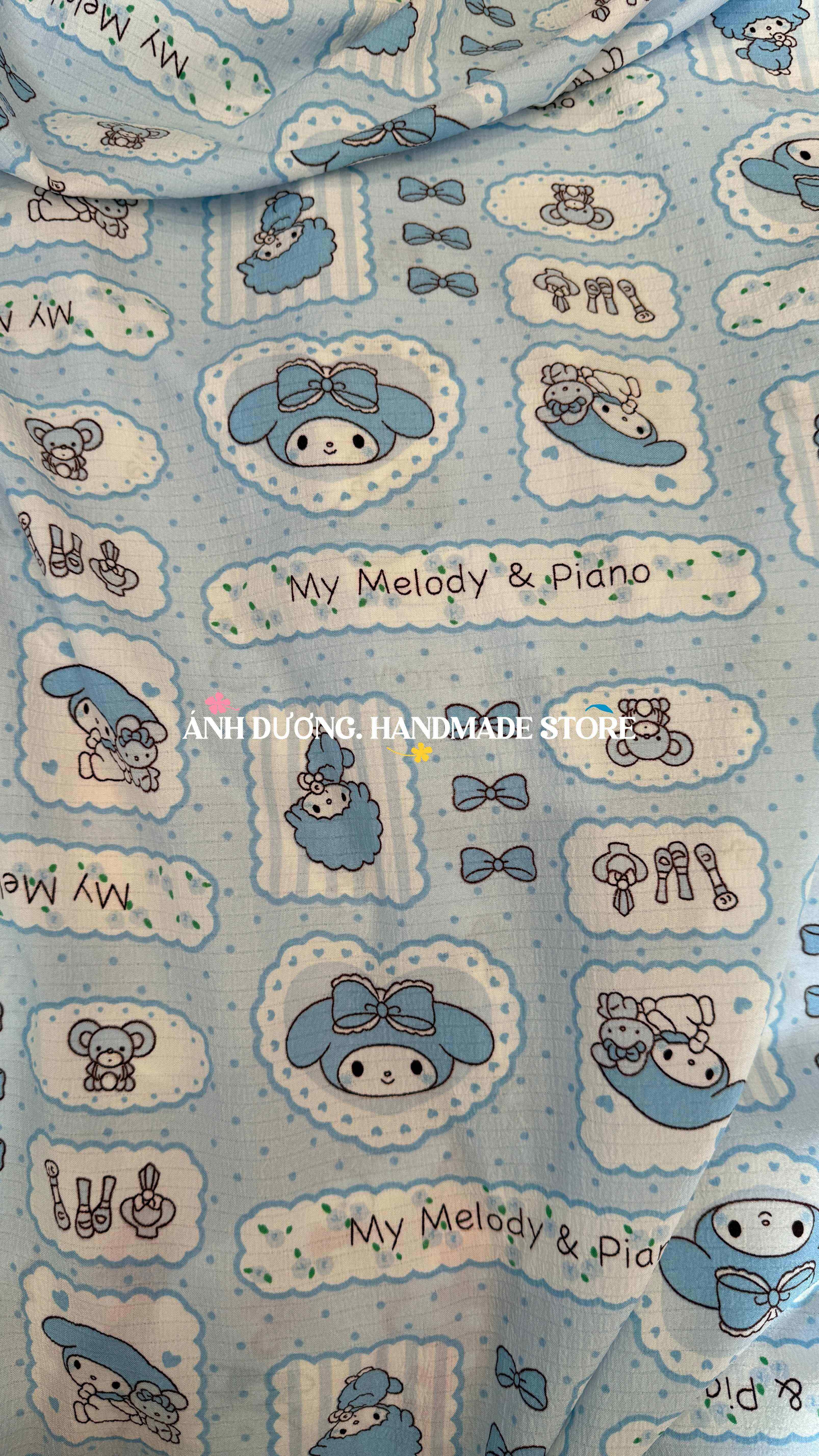 Vải xốp gạo (SLx0.5m khổ 1.5m) in hình dễ thương gấu, loopy, dâu, thỏ, nơ, kitty....