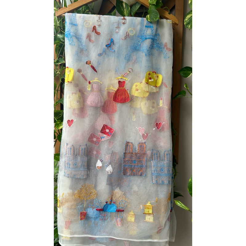 Vải Lưới (SLx0.5m khổ 1.3m) Thêu hình độc lạ, hình in chuẩn nét