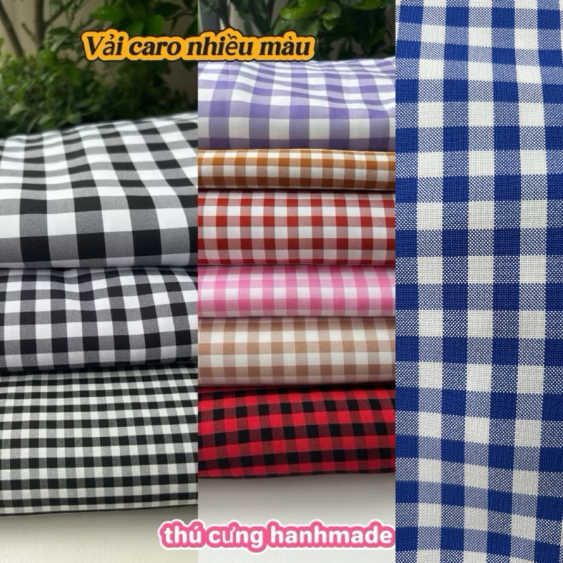 Vải kate fos (SLx0.5m khổ 1.5m) caro nhiều màu