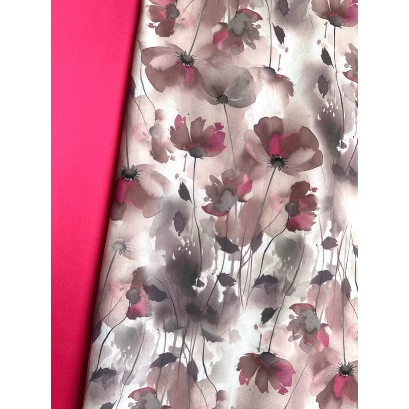 Vải lụa Thanh mai in hoa co dãn chiều, khúc 2*1.5m. (Vải khúc cắt sẵn)