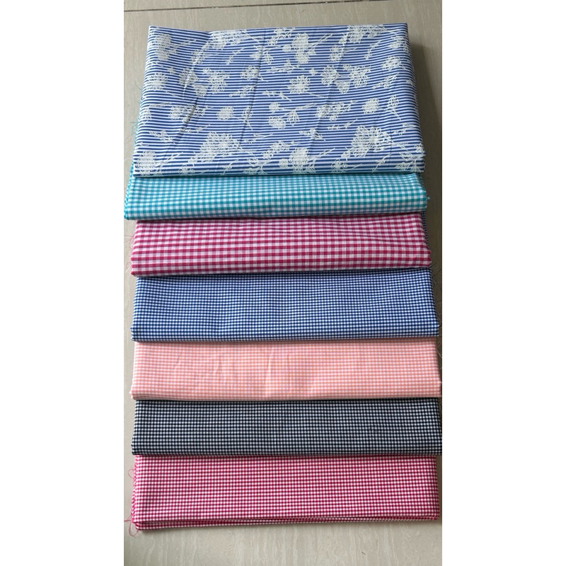 Vải cotton (SLx0.5m khổ 1.4m) kate caro, sắc nét màu đẹp, thấm hút tốt