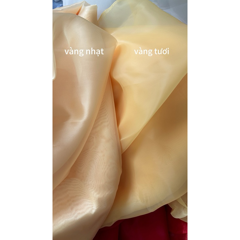 Vải organza (SLx0.5m khổ 1.5m) nhiều màu, vải khô, ánh kim tuyến