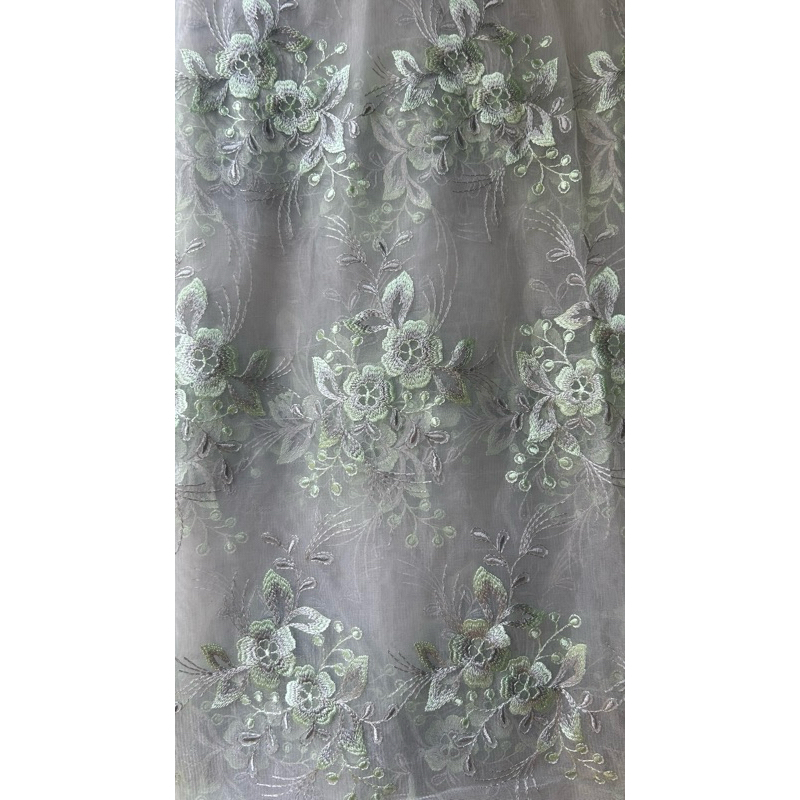 Vải lưới (SLx0.5m khổ 1.3m) thêu bông chân nhiều màu