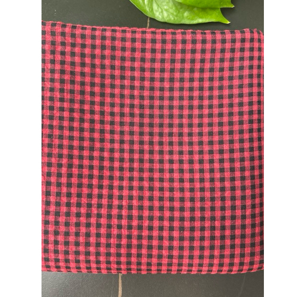Vải xốp cotton (SLx0.5m khổ 1.5m) caro 8li, 4li nhiều màu, chất thô xốp cotton mát mẻ