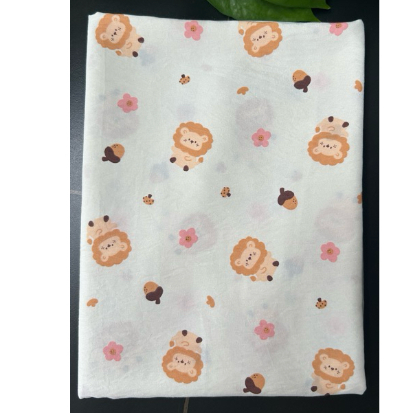 Vải cotton hàn (SLx0.5m khổ 1.6m) đũi lạnh mềm, mát, hút mồ hôi in hình dễ thương