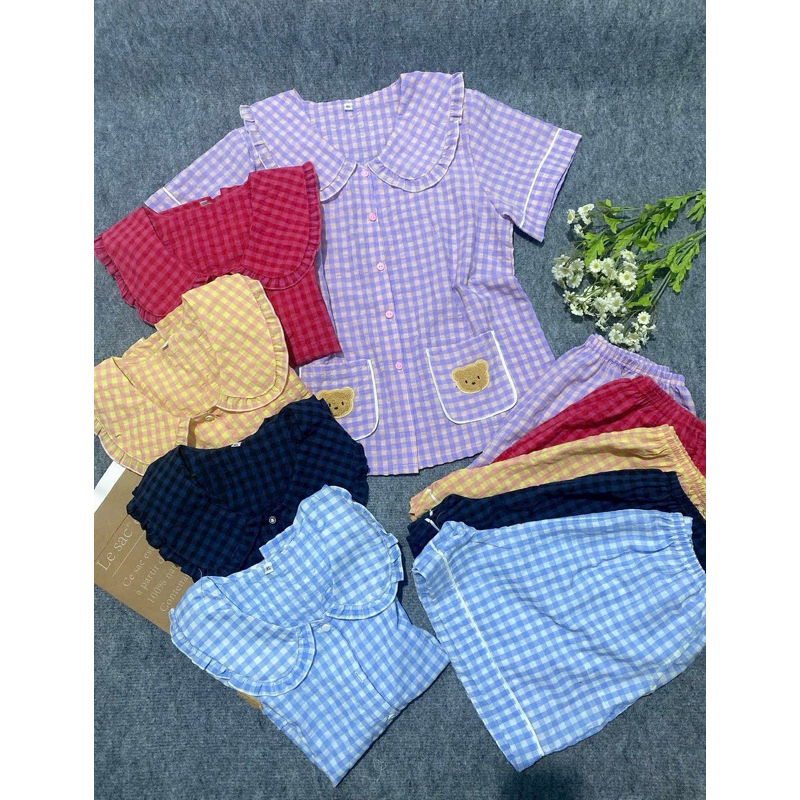 Vải xốp cotton (SLx0.5m khổ 1.5m) caro 8li, 4li nhiều màu, chất thô xốp cotton mát mẻ