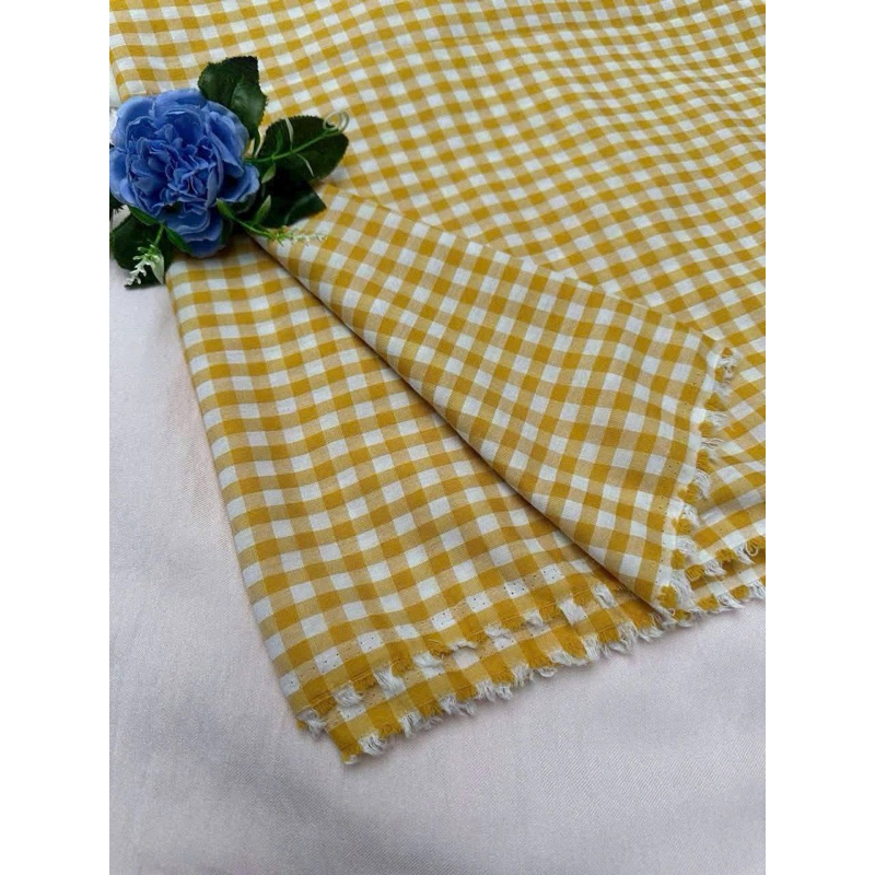 Vải xốp cotton (SLx0.5m khổ 1.5m) caro 8li, 4li nhiều màu, chất thô xốp cotton mát mẻ