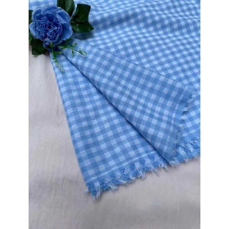 Vải xốp cotton (SLx0.5m khổ 1.5m) caro 8li, 4li nhiều màu, chất thô xốp cotton mát mẻ
