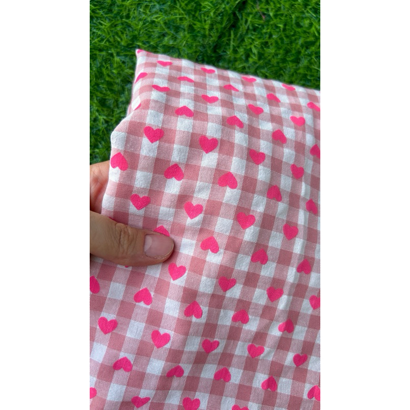 Vải xốp cotton (SLx0.5m khổ 1.5m) caro 8li, 4li nhiều màu, chất thô xốp cotton mát mẻ
