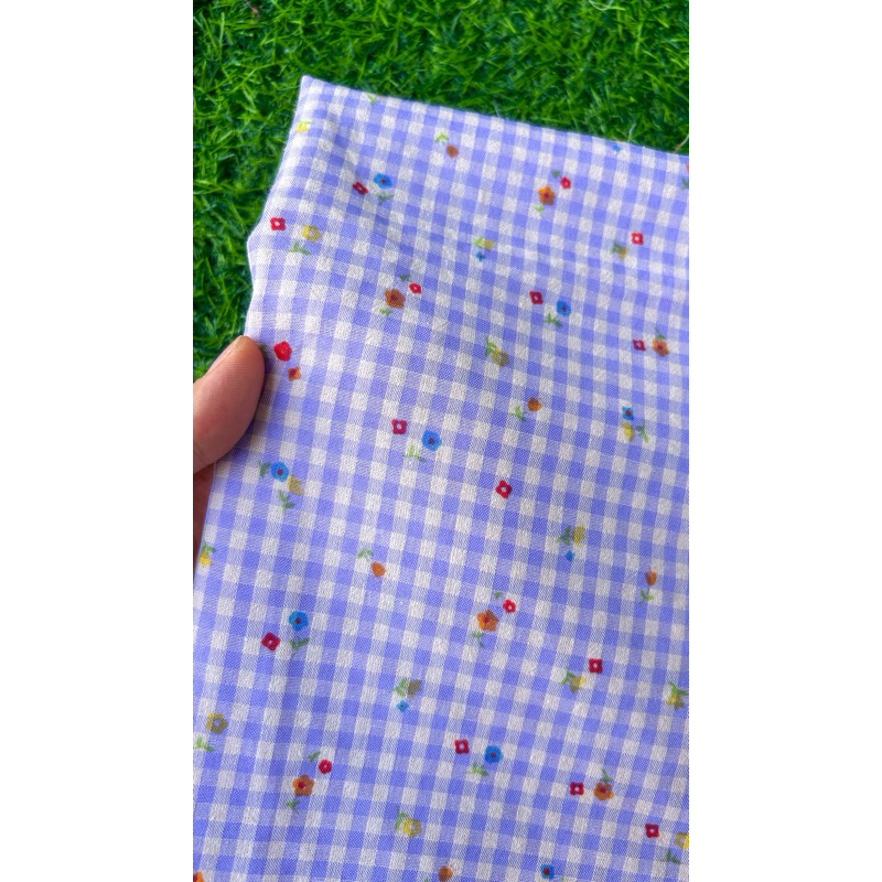 Vải xốp cotton (SLx0.5m khổ 1.5m) caro 8li, 4li nhiều màu, chất thô xốp cotton mát mẻ