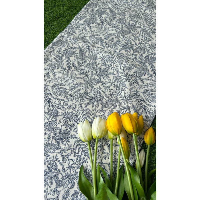 Vải thô cotton (SLx0.5m khổ 1.45m) kate lụa 3D in hoa