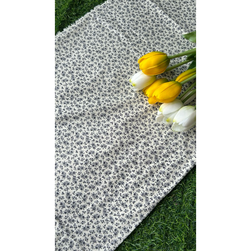 Vải thô cotton (SLx0.5m khổ 1.45m) kate lụa 3D in hoa