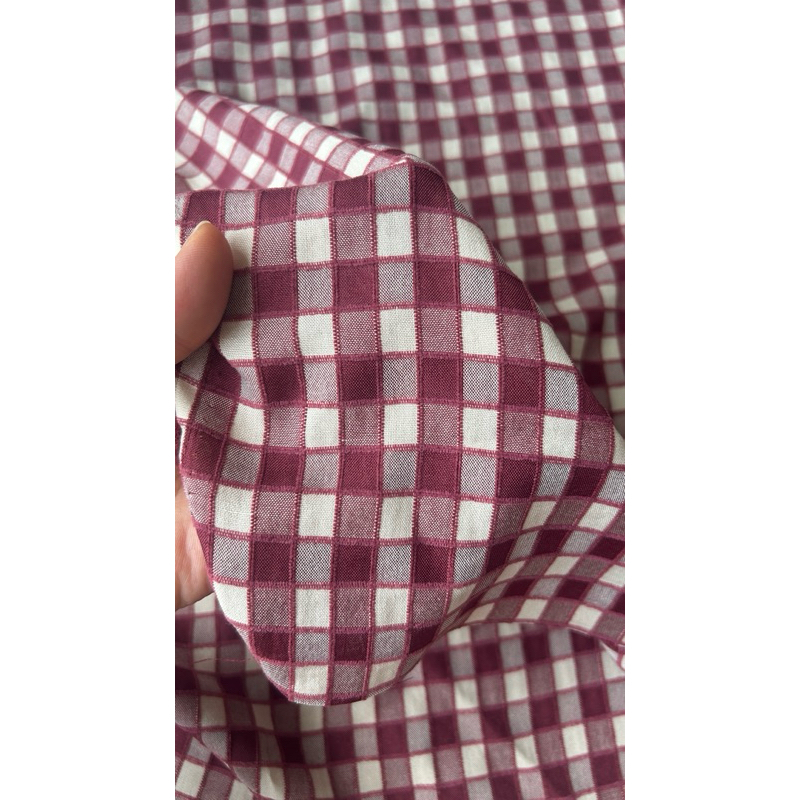 Vải cotton nhung (SLx0.5m khổ 1.5m) caro 8li, chất thô cotton mát mẻ