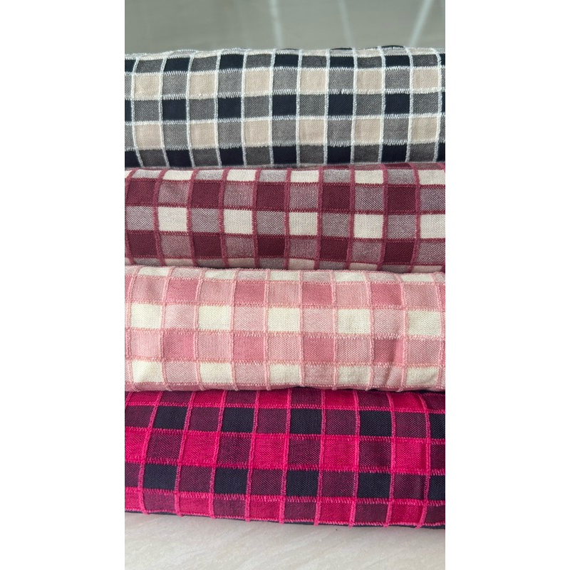 Vải cotton nhung (SLx0.5m khổ 1.5m) caro 8li, chất thô cotton mát mẻ