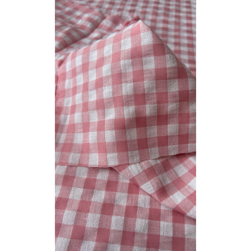 Vải xốp cotton (SLx0.5m khổ 1.5m) caro 8li, 4li nhiều màu, chất thô xốp cotton mát mẻ