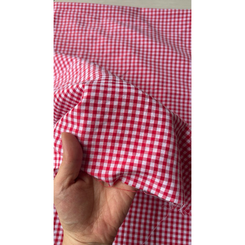 Vải xốp cotton (SLx0.5m khổ 1.5m) caro 8li, 4li nhiều màu, chất thô xốp cotton mát mẻ