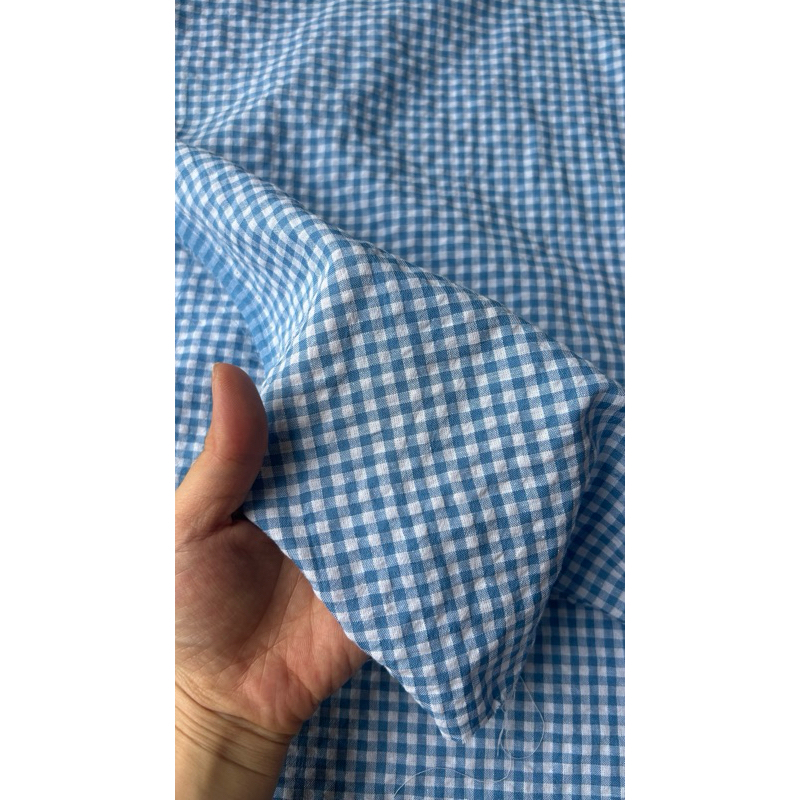 Vải xốp cotton (SLx0.5m khổ 1.5m) caro 8li, 4li nhiều màu, chất thô xốp cotton mát mẻ
