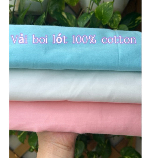 Vải boi (SLx0.5m khổ 1.35m) thêu bông chân hai đầu, boi lót