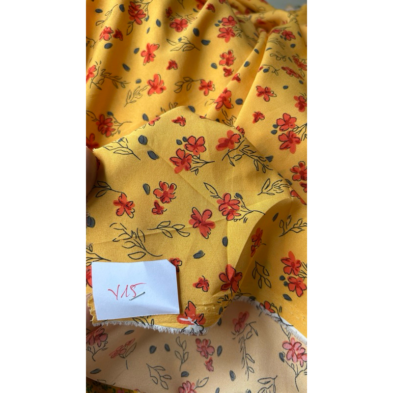 Vải Lụa 100D (SLx0.5m khổ 1.5m) lụa Nhật, hoa nhí tông vàng