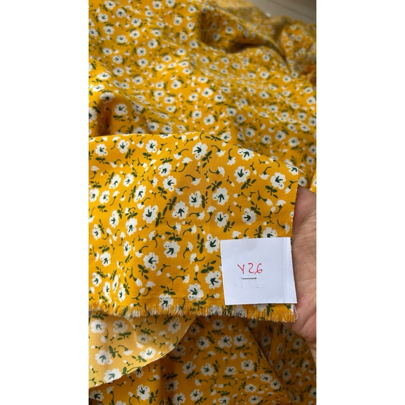 Vải Lụa 100D (SLx0.5m khổ 1.5m) lụa Nhật, hoa nhí tông vàng