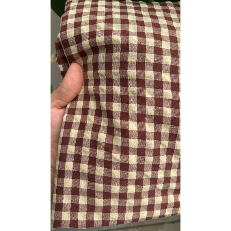 Vải xốp cotton (SLx0.5m khổ 1.5m) caro 8li, 4li nhiều màu, chất thô xốp cotton mát mẻ