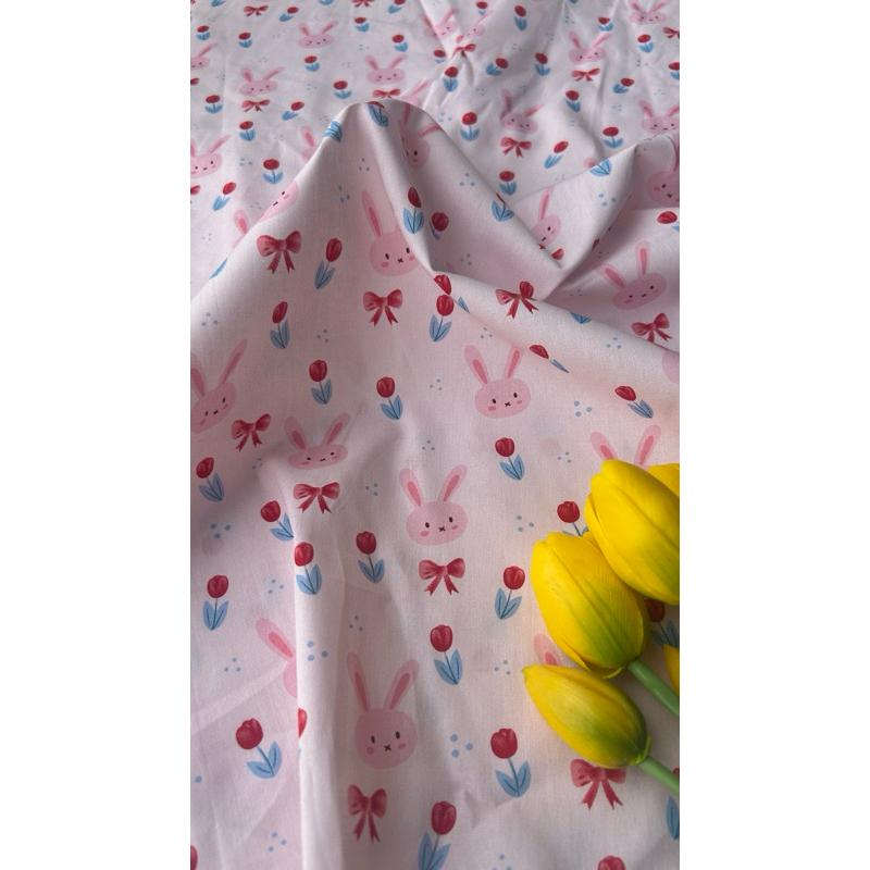 Vải thô cotton (SLx0.5m khổ 1.45m) kate lụa 3D in hình động vật, búp bê.