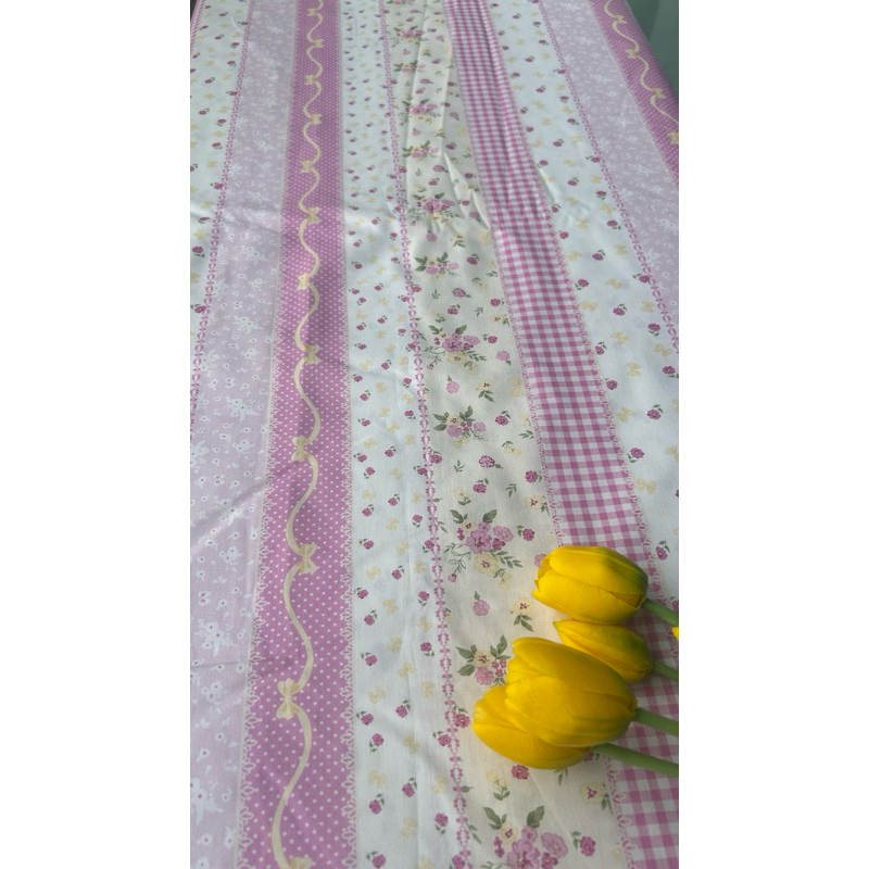 Vải thô cotton (SLx0.5m khổ 1.45m) kate lụa 3D in hoa