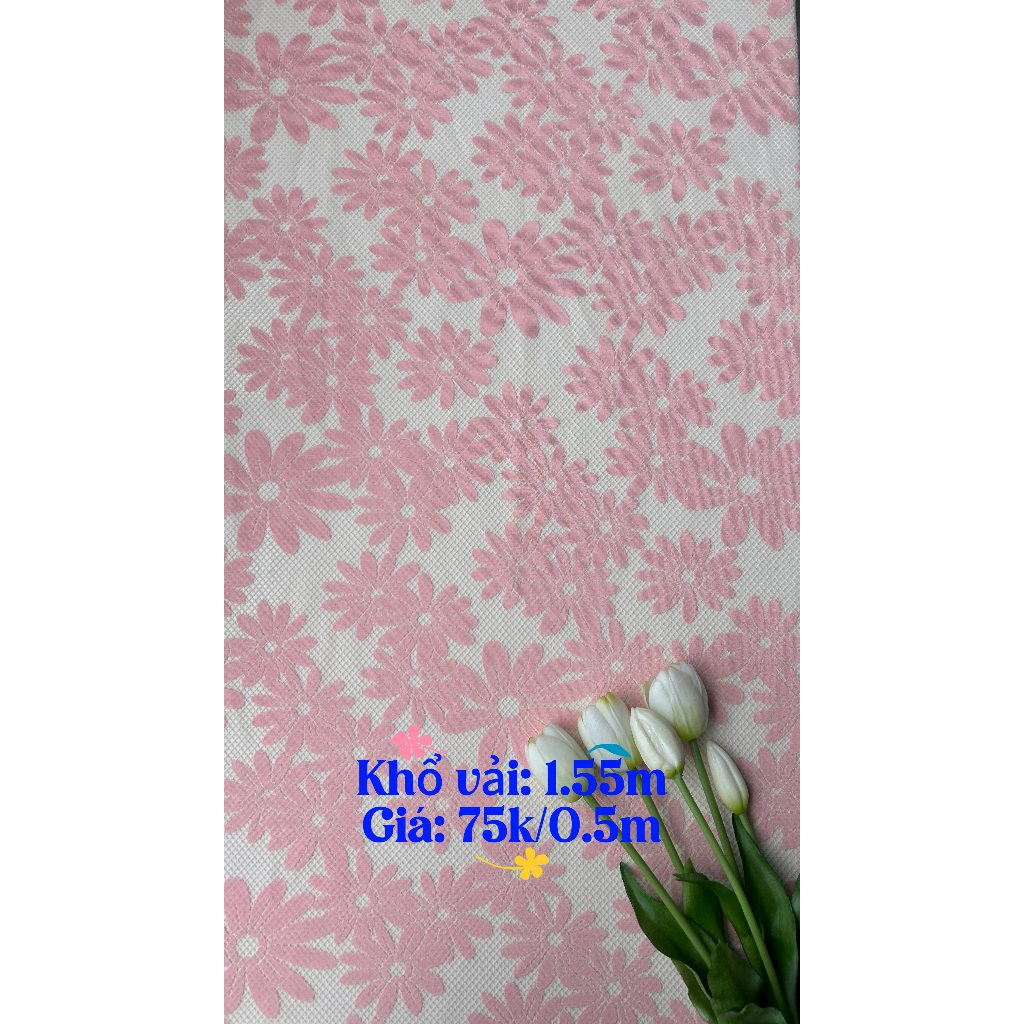 Vải lưới ép hoa (SLx0.5m, khổ đa dạng)– vải dày, dùng làm khăn trải bàn, rèm cửa, decor...