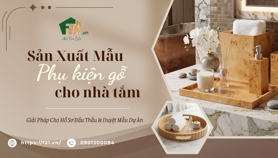 Sản Xuất Bộ Mẫu Phụ Kiện Nhà Tắm Gỗ – Giải Pháp Cho Hồ Sơ Đấu Thầu & Duyệt Mẫu Dự Án