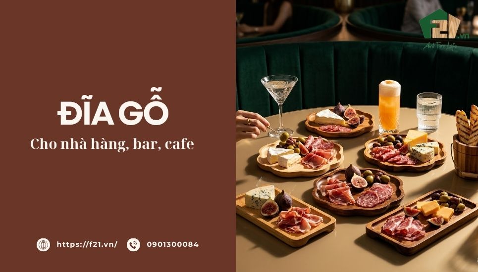 Đĩa gỗ tròn, chữ nhật cho quán cafe, bar, nhà hàng cao cấp
