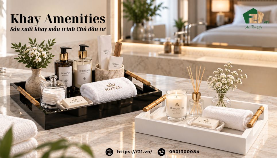 Khay amenities gỗ cho dự án khách sạn và resort