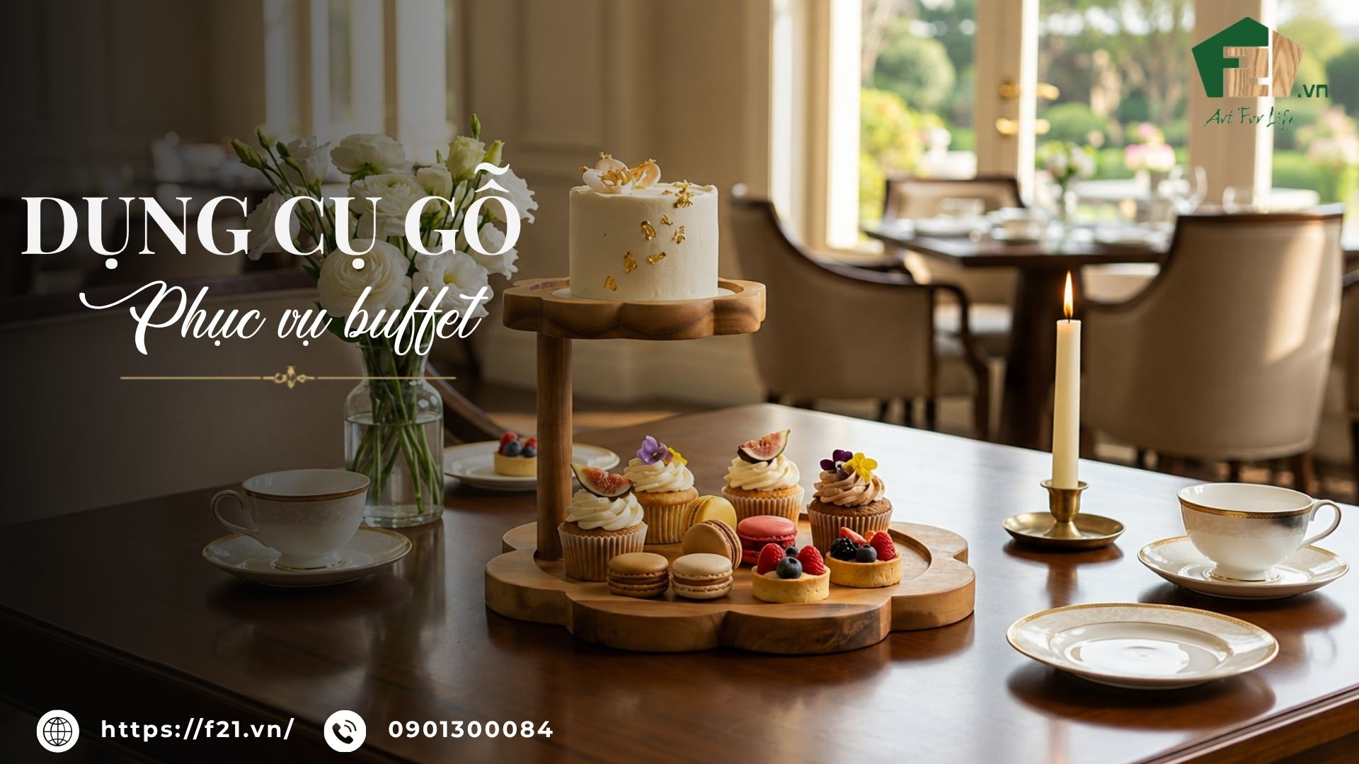 Dụng cụ gỗ phục vụ buffet cao cấp cho nhà hàng, khách sạn
