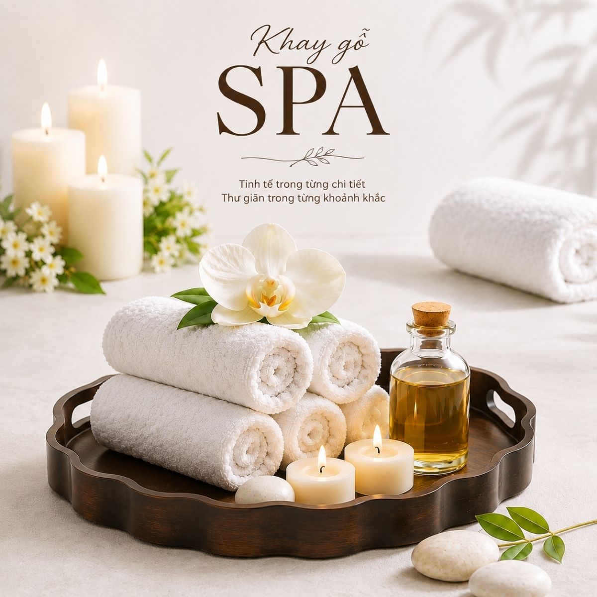 Khay gỗ F21 - Tô điểm không gian Spa